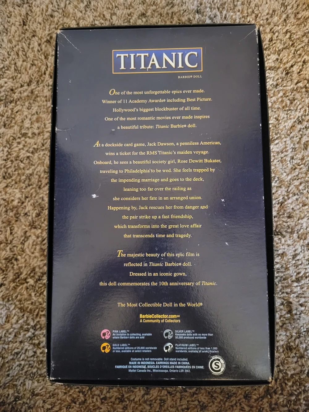 Titanic Rose Barbie, Pink Label, 2007, Great Condition